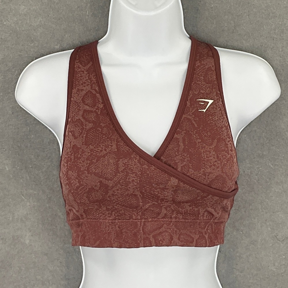 Gymshark Womens Training Snake Print‎ Sports Bra Crisscross Back Activewear Sz S